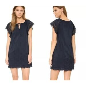 Madewell Navy Eyelet Shift Mini Dress